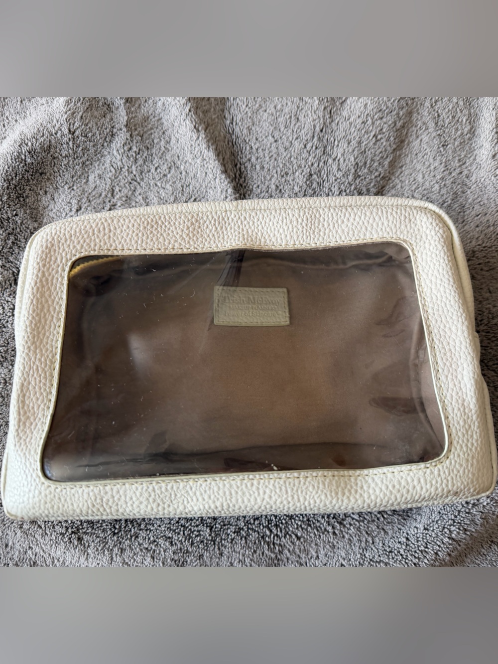 Trish McEvoy White Pebbled Skincare bag